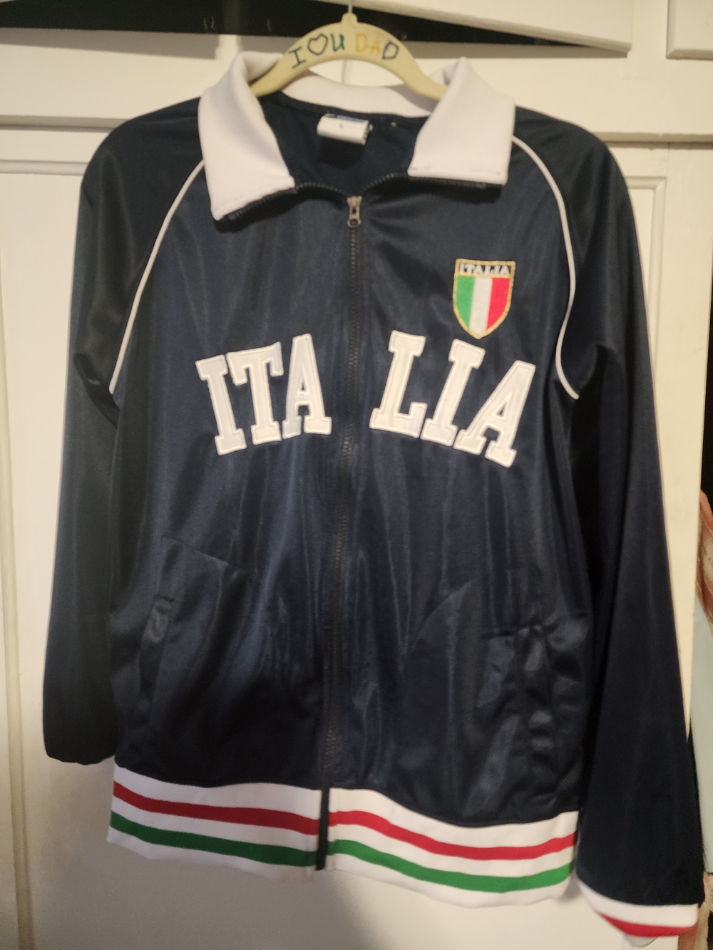 Italia Lightweight Track Jacket in Navy with Tricolor Trim